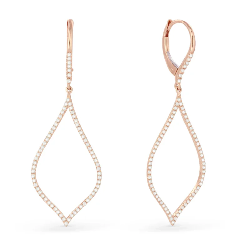 Drop Earrings with Keyhole Designs -18" 0.41Ct White Diamond Drop/dangle Earrings In 14K Rose Gold