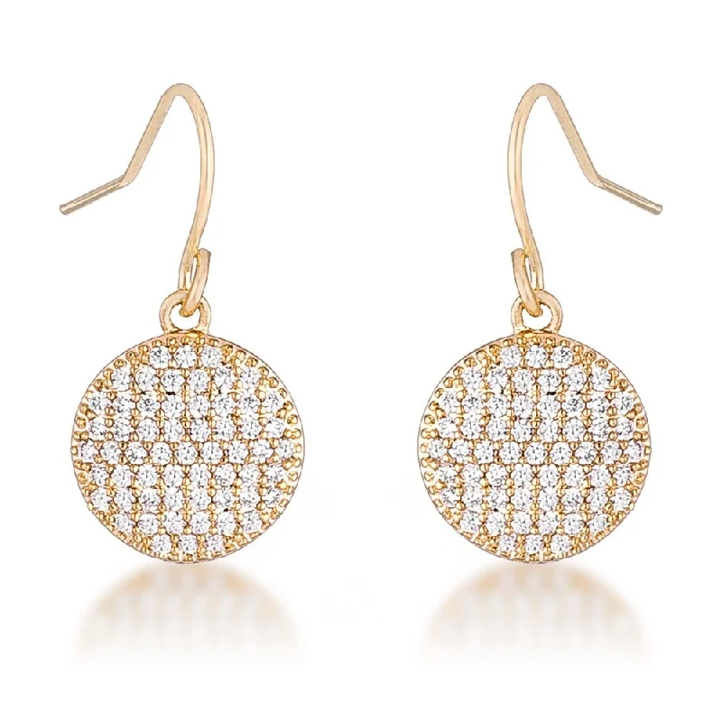 Short Drop Earrings for Subtle -0.6 Ct Elegant Cz Plated Disk Earrings For Stylish Sophistication - 22.25mm L