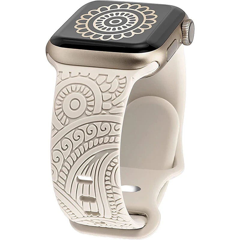 Mechanical watches for men with automatic movement and traditional appeal -Tribal Elegance Silicon Band for Apple Watch - Beige