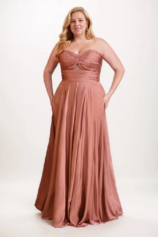 Lace Dresses for Delicate -A-Line Maxi Satin Bridesmaid Dress CB0755