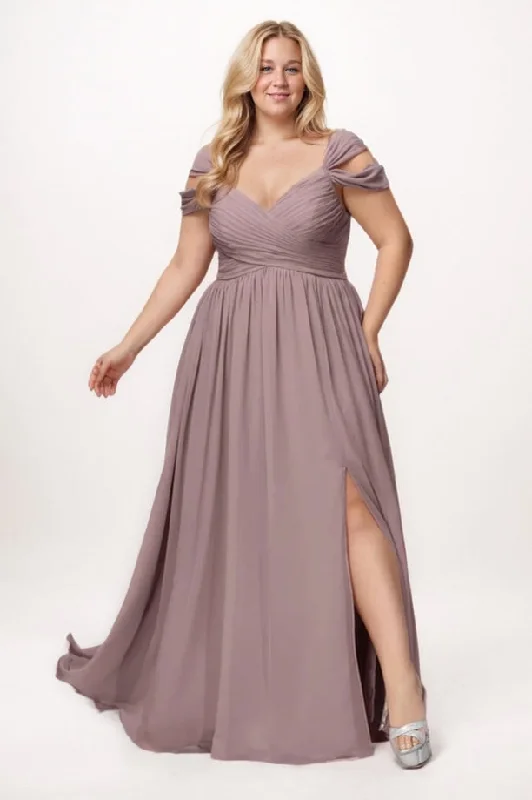 Buttoned Dresses for Stylish -A-Line Maxi Chiffon Bridesmaid Dress CB0765