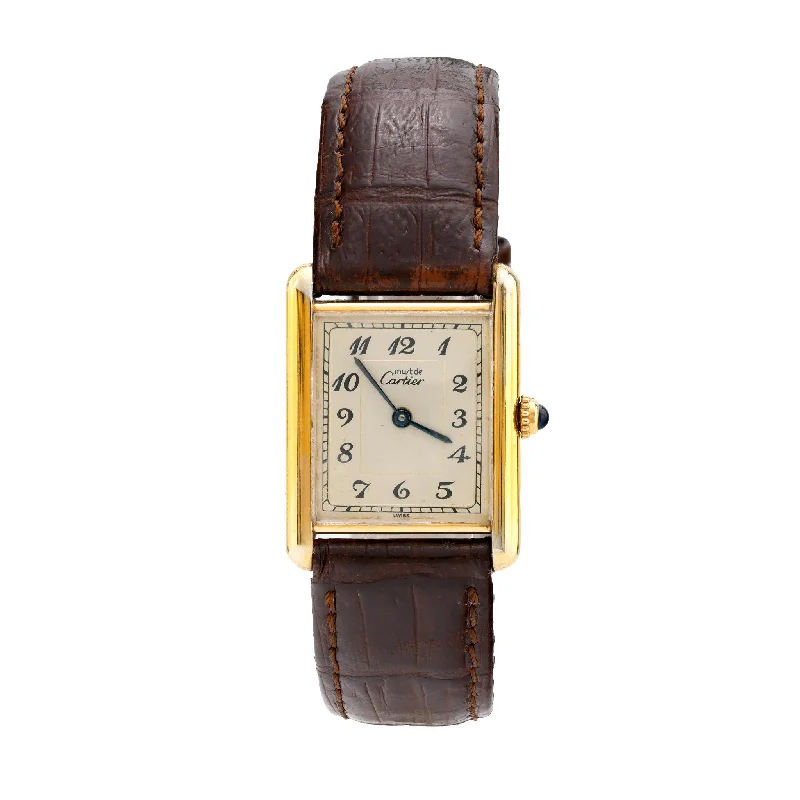 Elegant gold watches for women with minimalist face and sleek design -Cartier Paris gold plated Tank watch