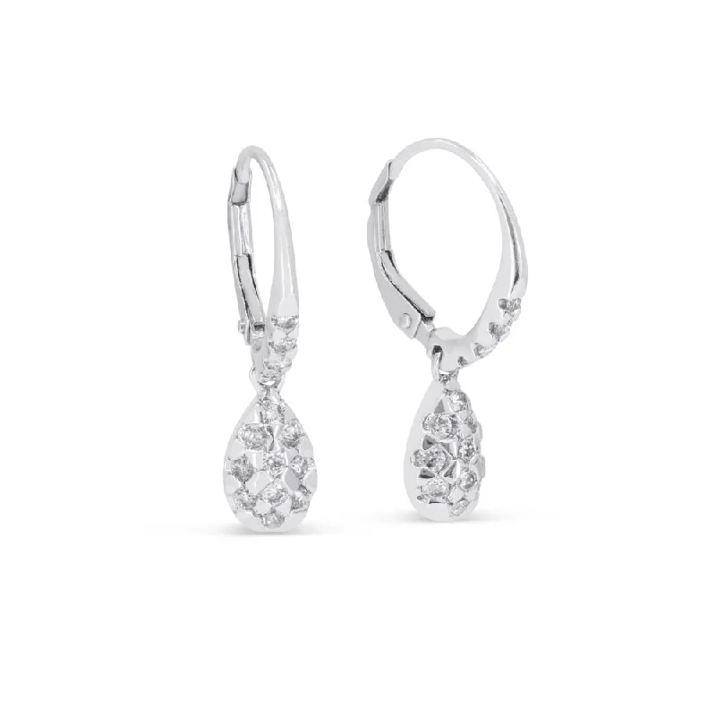 Drop Earrings for Festival Style -18" 0.63Ct White Diamond Drop/dangle Earrings In 14K White Gold