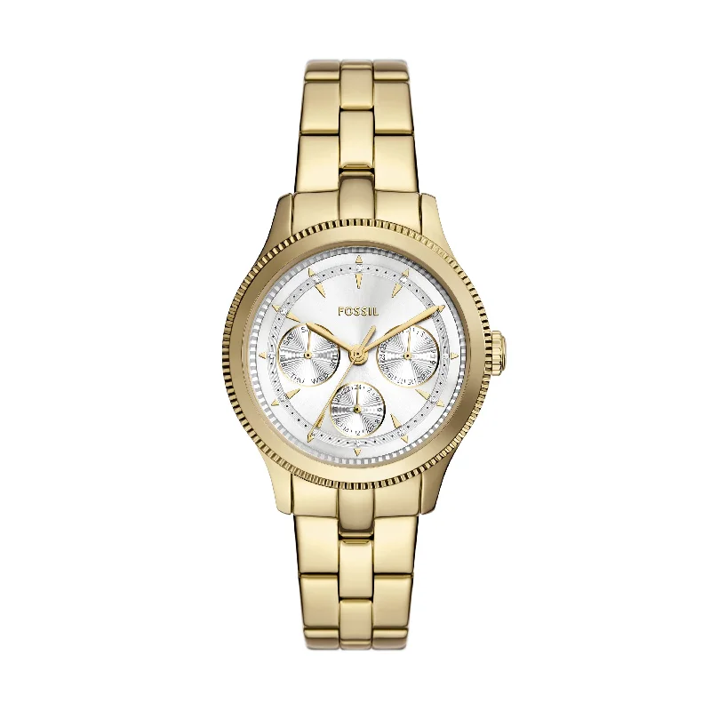 Classic white dial watches for men with minimalist design and timeless appeal -Fossil Women's Brynn Multifunction, Gold-Tone Stainless Steel Watch