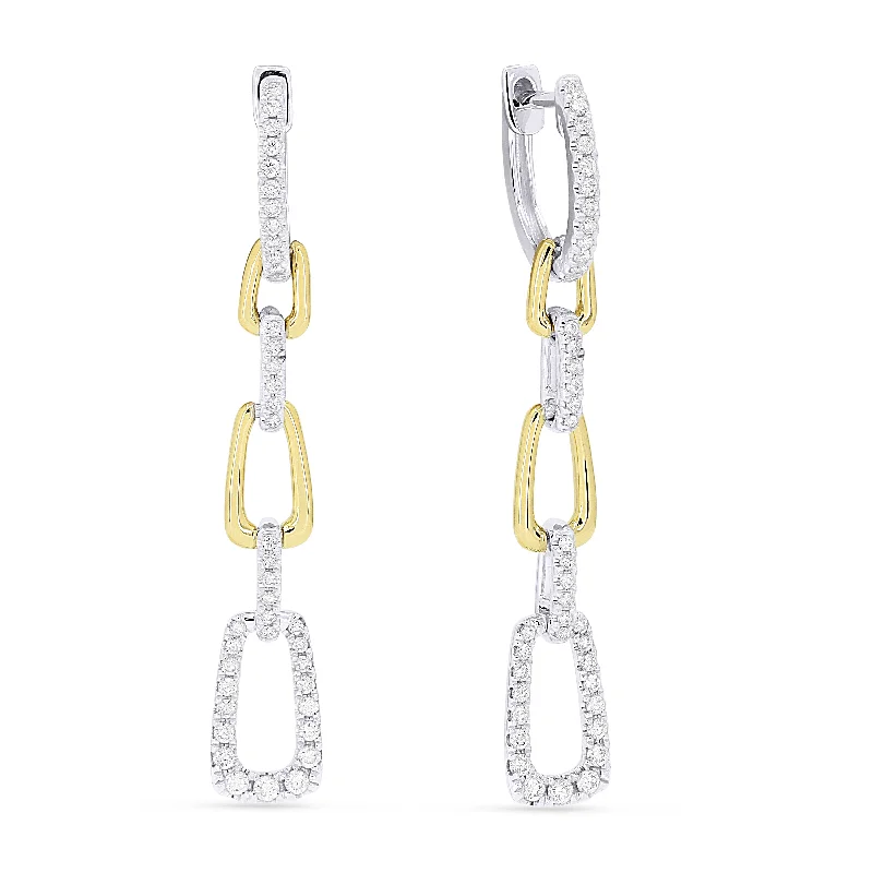 Hippie Drop Earrings with Beads -0.44Ct White Diamond Drop/dangle Earrings In 14K White And Yellow Gold