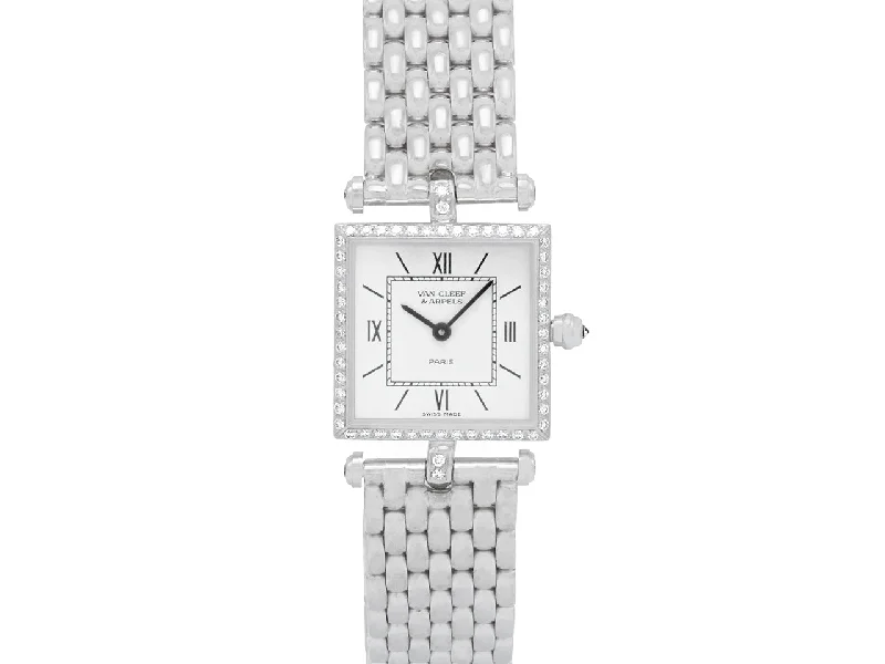 Fashionable smartwatch for women with customizable bands and sleek interface -Van Cleef & Arpels 'Classique' Diamond Lady's Watch in 18K White Gold