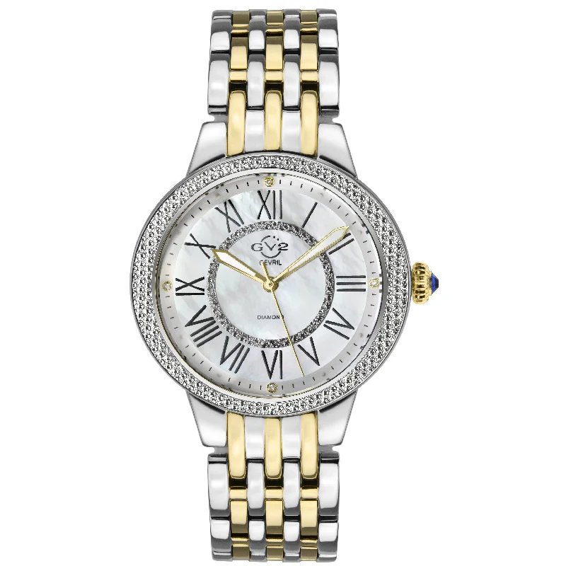 Stainless steel watches for men with durable build and polished finish -GV2 Astor II Women's Watch White Mother of Pearl Dial Two-Tone Yellow Gold Bracelet