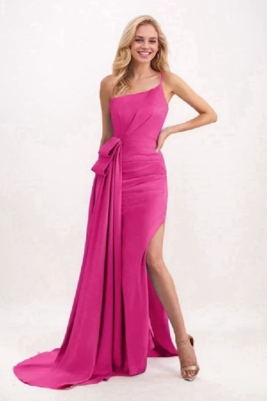 High-waisted Dresses for Flatter -Trumpet-Mermaid Sweep-Brush Train Satin Prom Dress CS0695