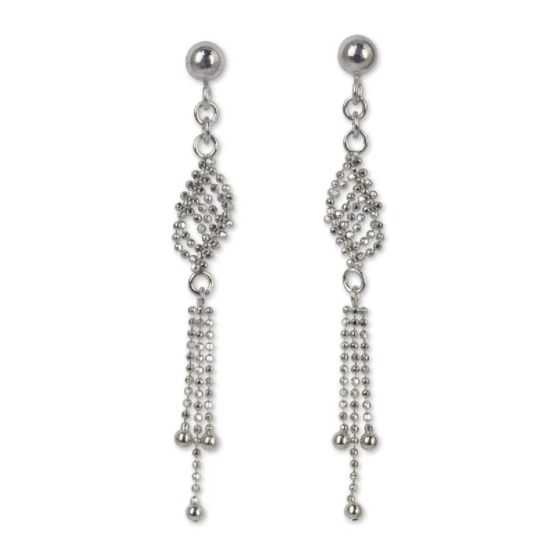 Drop Earrings for Valentine's Day -NOVICA Silver Flume, Sterling silver waterfall earrings - 1.9*0.3