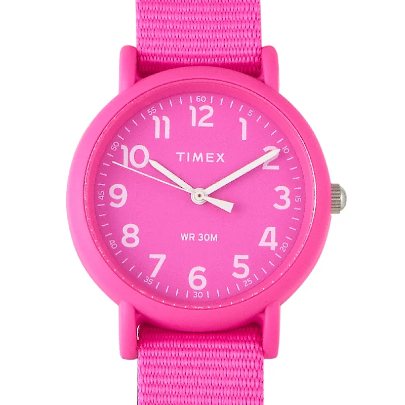 Bluetooth-enabled watches for women with sync capabilities and modern style -Timex Weekender Color Rush Pink Watch TWG018100