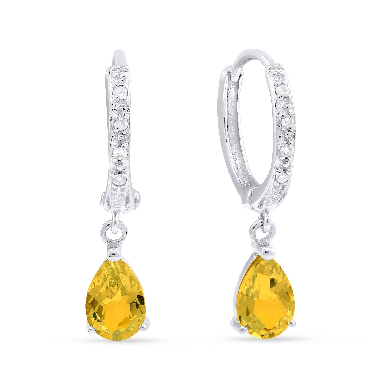 Gemstone Drop Earrings for Color -18" 1.1Ct Citrine Drop/dangle Earrings In 14K White Gold