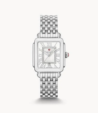 Classic leather band watches for men with traditional design and modern appeal -Deco Madison Mid Stainless Diamond Dial Watch