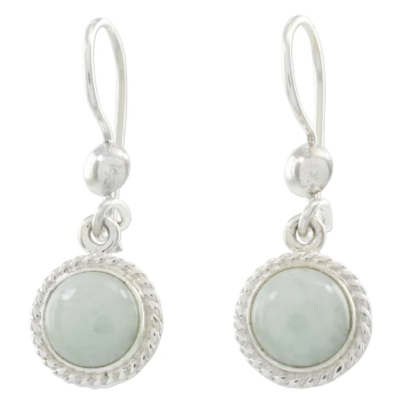 Hippie Drop Earrings with Beads -Sterling Silver 'Green Apple' Jade Earrings (Guatemala)