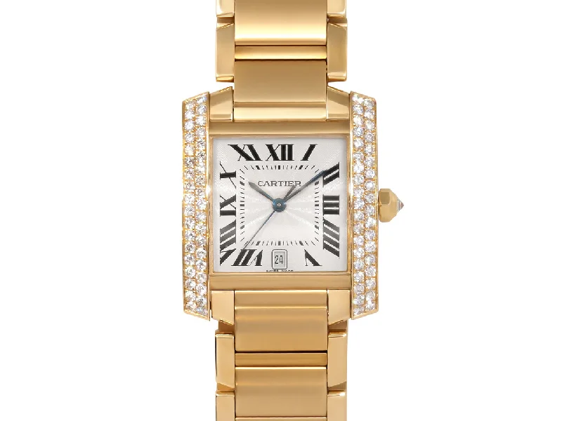 Gold-plated watches for men with luxurious design and timeless appeal -Cartier 'Tank Française' Diamond Watch in 18K Gold, 28 mm