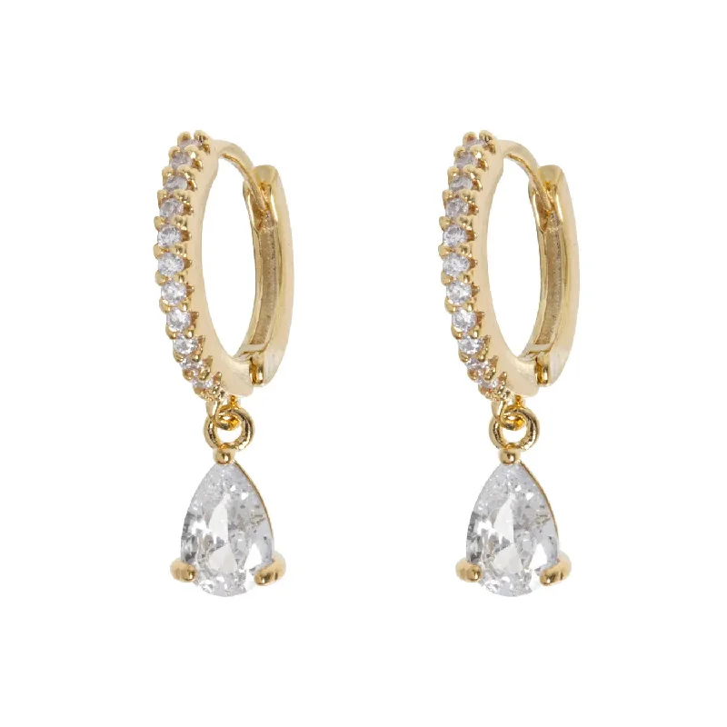 Drop Earrings for Yoga Session -Eliza - Droplet Crystal Hoop Earrings