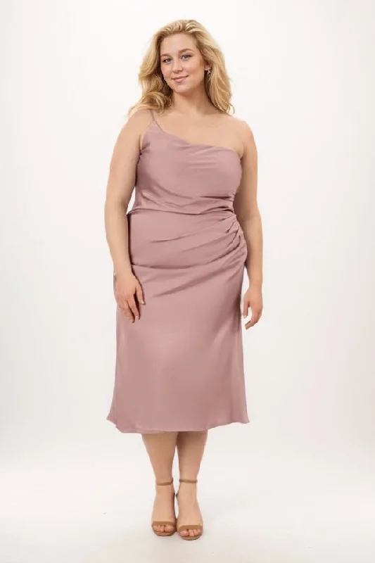 Embroidered Dresses for Detailed -Sheath-Column Midi Chiffon Bridesmaid Dress CB0754