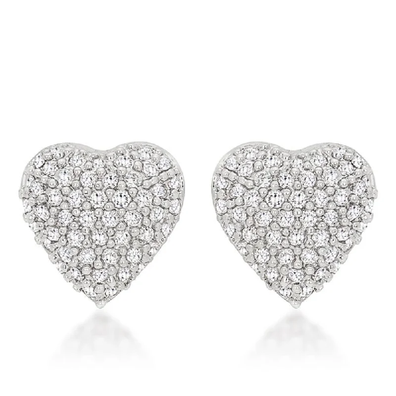 Beaded Drop Earrings for Party -Sparkling Pave Heart Earrings For A Special Occasion - 10.2 Mm L X 10.35 Mm W X 4.33 Mm H