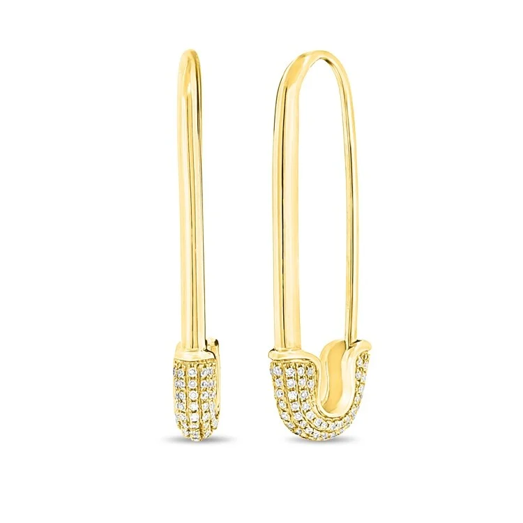 Drop Earrings for Bridesmaids Look -Joelle Collection Diamond Safety Pin Earrings 3/5 ct. 14K Gold