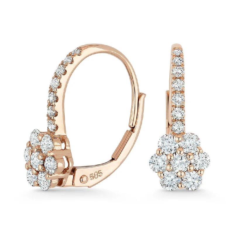 Heavy Duty Drop Earrings for Durability -18" 0.67Ct White Diamond Drop/dangle Earrings In 14K Rose Gold