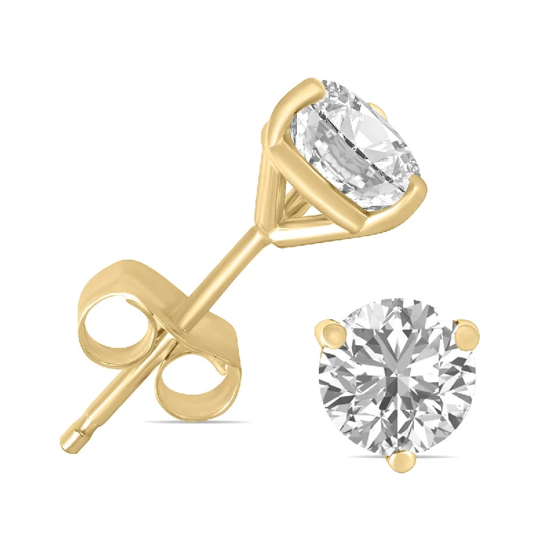 Drop Earrings with Crown Designs -3/4 Carat Tw Lab Grown Diamond Martini Set Round Earrings In 14K Yellow Gold