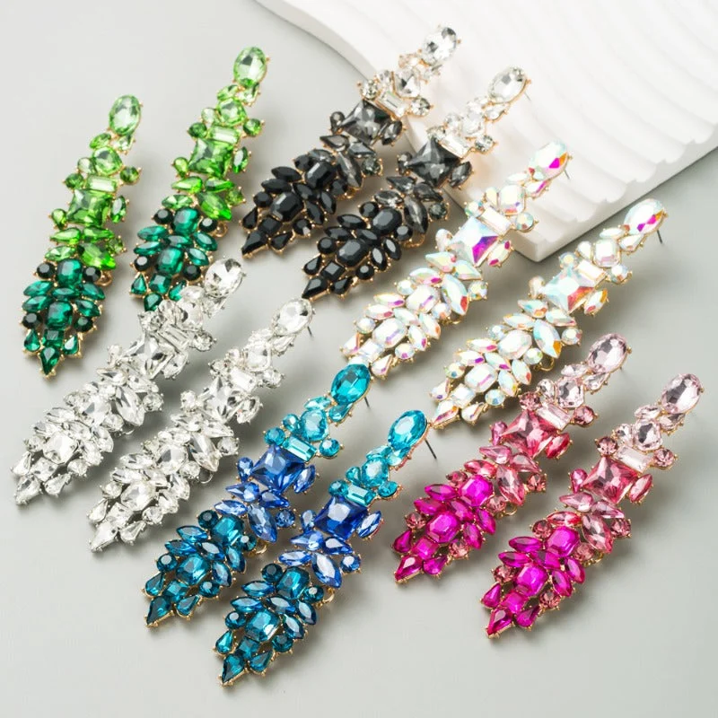 Animal Print Drop Earrings for Fun -Wholesale alloy fashion colored diamonds Long multi-layer tassel earrings