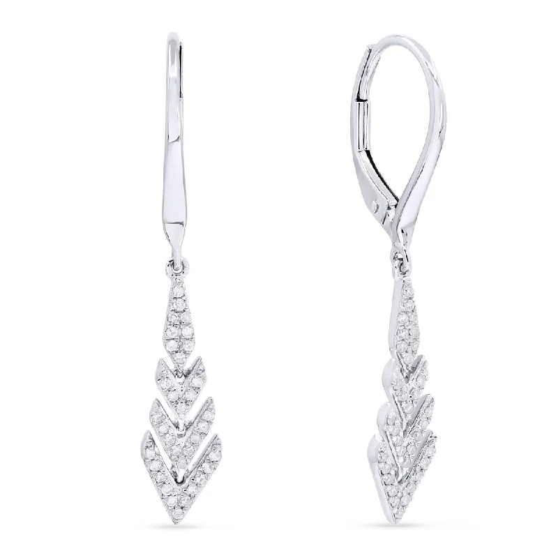 Drop Earrings for Evening Gown -18" 0.20Ct White Diamond Drop/dangle Earrings In 14K White Gold