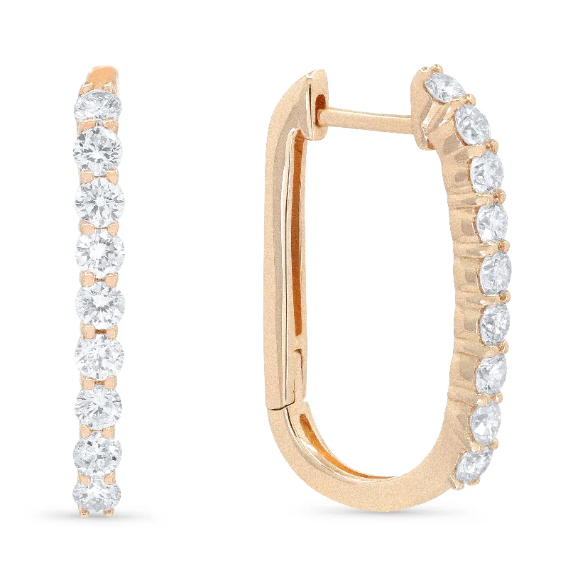 Drop Earrings for Beach Outfit -0.55Ct White Diamond Hoops Earrings In 14K Rose Gold