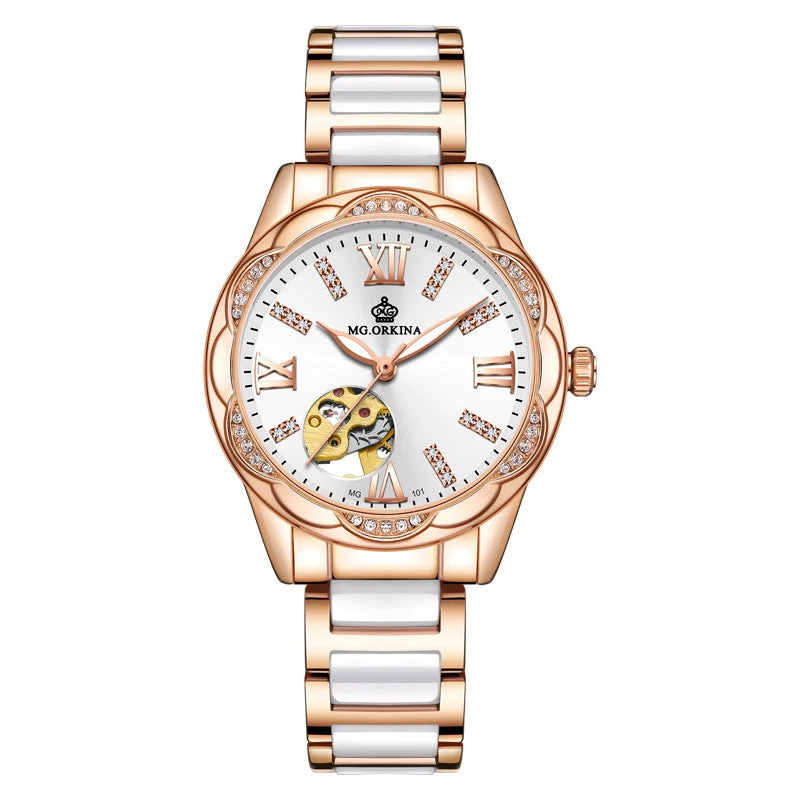 Luxury stainless steel watches for women with refined design and versatile wear -Fashion Rome Automatic Mechanical Waterproof Luminous Watch