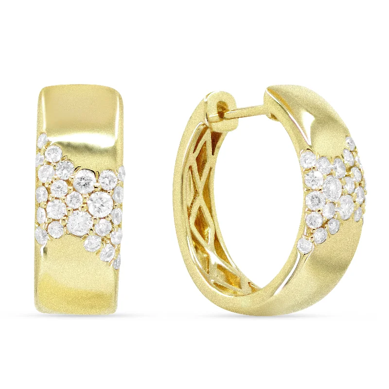 Drop Earrings for Wellness Routine -0.43Ct White Diamond Hoops Earrings In 14K Yellow Gold