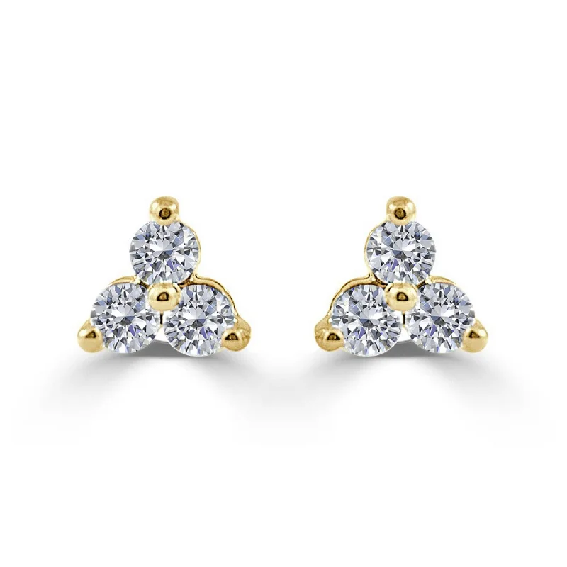 Punk Drop Earrings with Spikes -Joelle Collection Diamond 3-Stone Cluster Earrings 14K Yellow Gold 1/2 CT TDW