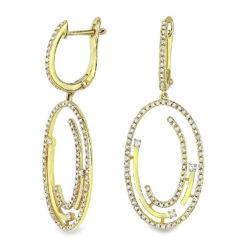 Drop Earrings for Travel Look -0.57Ct White Diamond Drop/dangle Earrings In 14K Yellow Gold