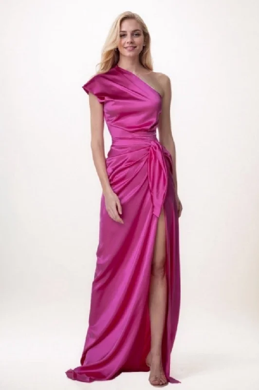 Belted Dresses for Shaping -Mermaid Sweep-Brush Train Elastic Silk like Satin Prom Dress CS0696