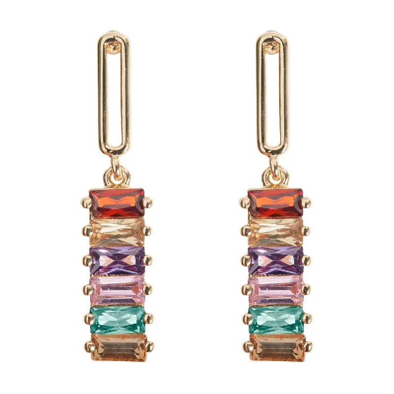 Drop Earrings for Prom Night -Dangling Colored Stones Earrings