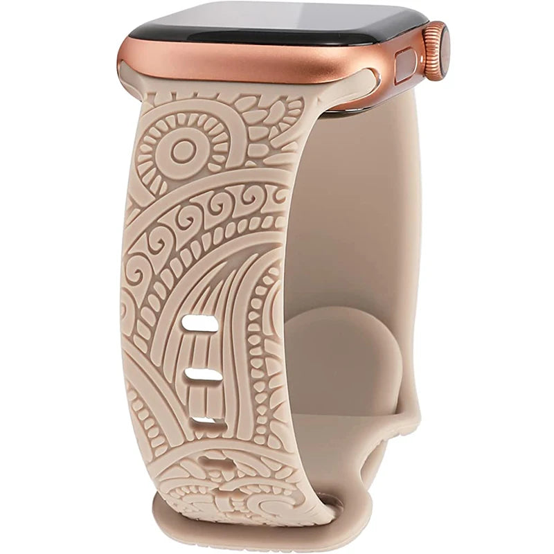 Designer watches for women with luxury accents and statement designs -Tribal Elegance Silicon Band for Apple Watch - Dark Pink