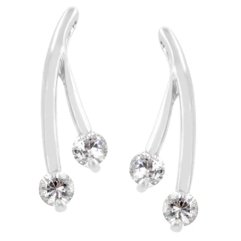 Indian Drop Earrings with Intricacy -Luxury Branched Cubic Zirconia Earrings Ideal For Special Occasions And Everyday Wear - 23.9 (mm) X 9.9 (mm) X 3.4 (mm)