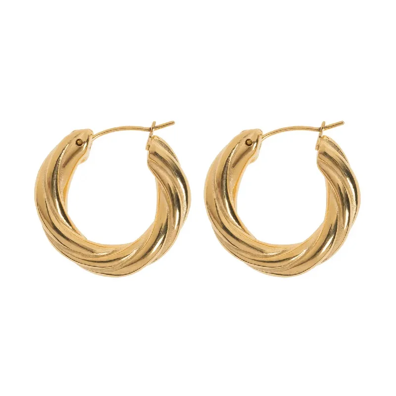 Drop Earrings with Polished Shine -Curved Hoop Earrings