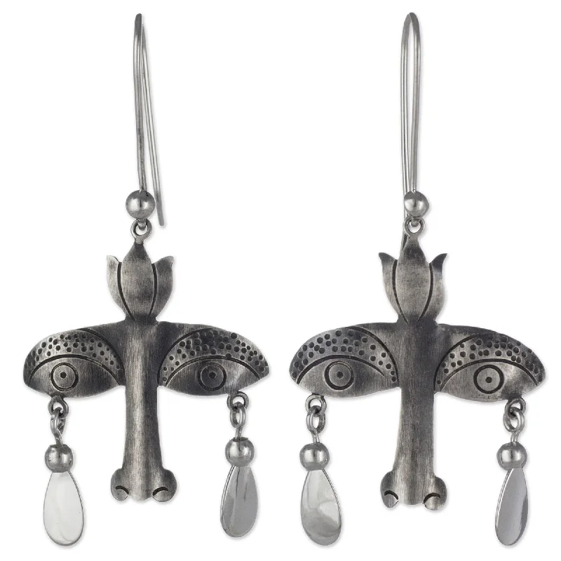 Detachable Drop Earrings with Charms -Handmade Sterling Silver 'Mystical Vision' Earrings (Mexico)