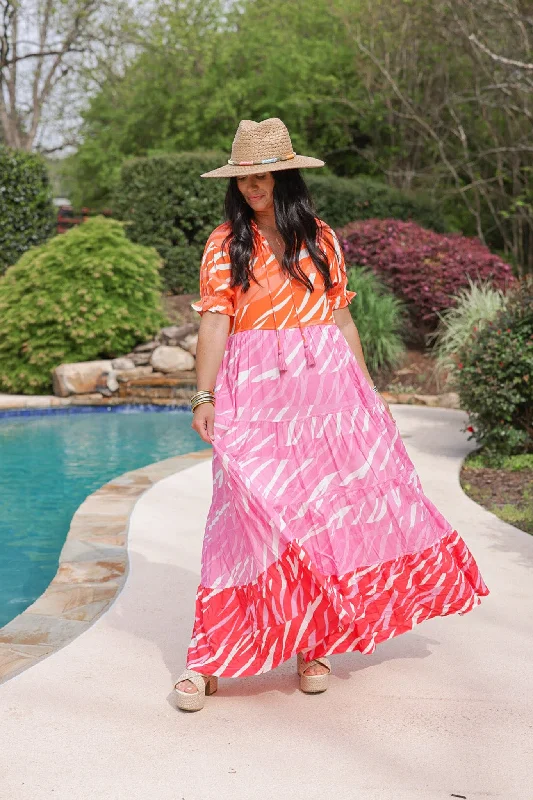 Maxi Dresses for Elegant Style -Briton Court Sadie Zebra Print Maxi Dress