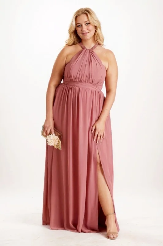 Retro Dresses for Throwback -A-Line Maxi Chiffon Bridesmaid Dress CB0745