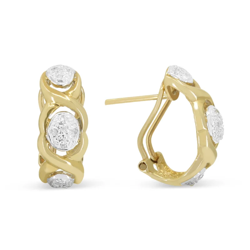 Diamond Drop Earrings for Luxury -18" 0.08Ct White Diamond Hoops Earrings In 14K Yellow Gold