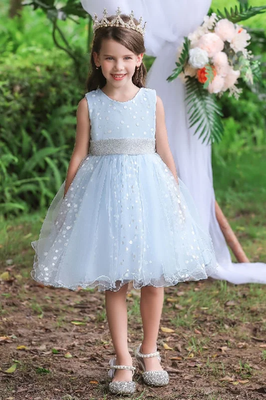 Animal Print Dresses for Fun -Ball-Gown Scoop Neck Sleeveless Dot Print/Tulle Flower Girl Dresses With Bow(s) 675366554705