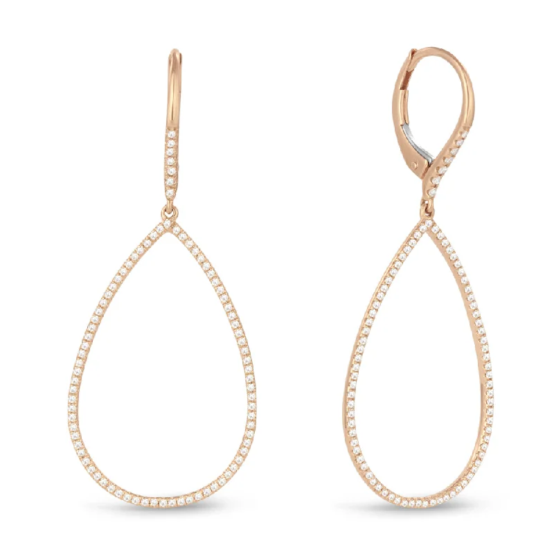 Round Drop Earrings for Classic -18" 0.39Ct White Diamond Drop/dangle Earrings In 14K Rose Gold