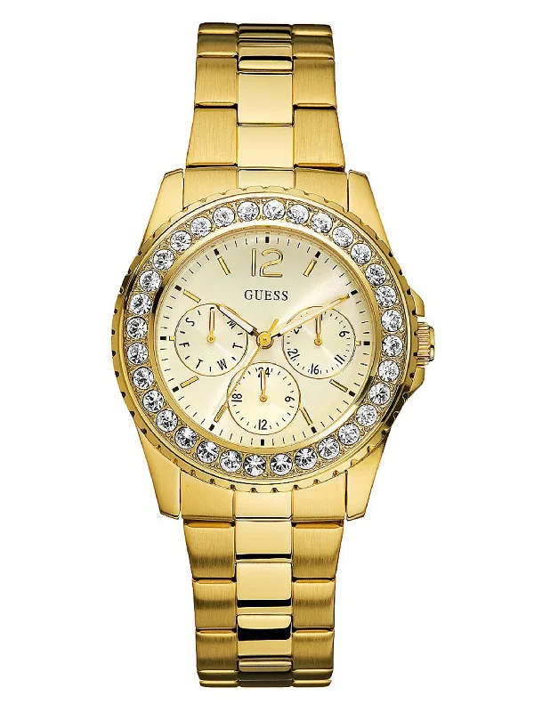 Smart sport watches for women with GPS navigation and activity tracking -Gold-Tone Multifunction Watch