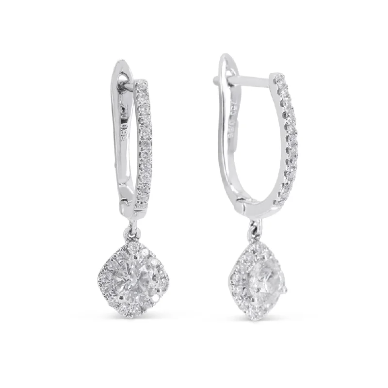 Drop Earrings for Formal Attire -18" 0.28Ct White Diamond Drop/dangle Earrings In 18K White Gold