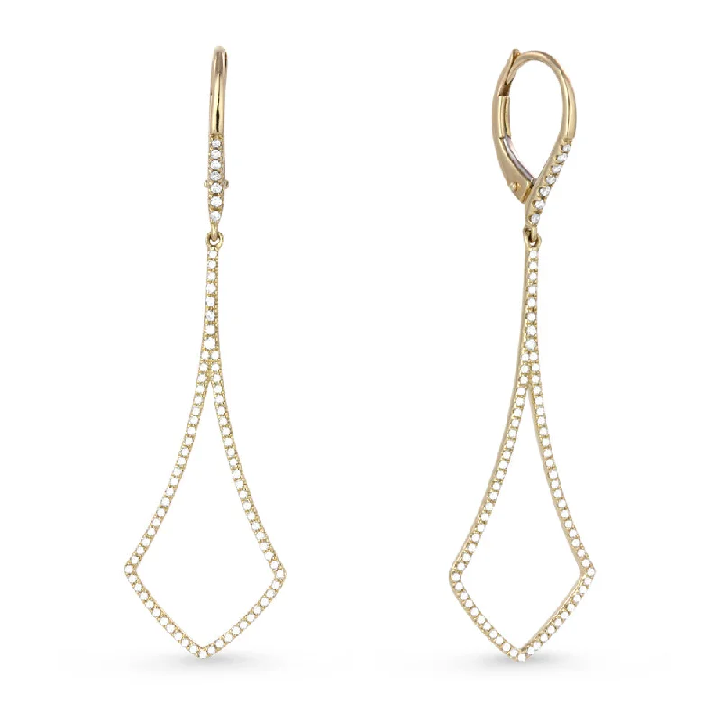 Crystal Drop Earrings for Sparkle -18" 0.41Ct White Diamond Drop/dangle Earrings In 14K Yellow Gold