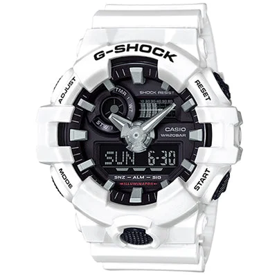 Smart fitness watches for women with step tracking and sleep monitoring -G Shock Mens Watch with Black Dial and White Urethane Strap (quartz movement)