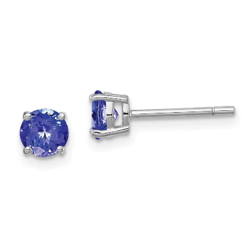 Magnetic Closure Drop Earrings for Easy -Curata 925 Sterling Silver Polished Round 5mm Tanzanite Stud Post Earrings