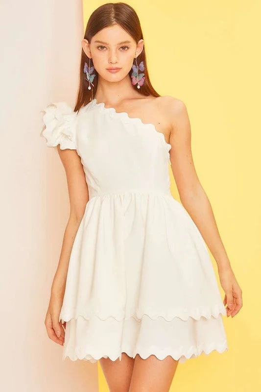 Casual Dresses for Everyday -Perfection Off White One Shoulder Dress