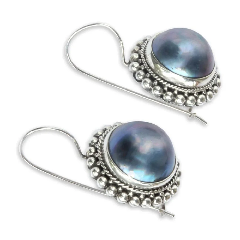 Drop Earrings for Mother's Day -Sterling Silver 'In a Blue Moon' Pearl Earrings (13 mm) (Indonesia)