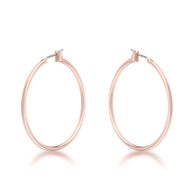 Drop Earrings with Polished Shine -Elegant Rosegold Hoop Earrings - Rose Gold - 38.1 (mm) X 35.7 (mm) X 2 (mm)